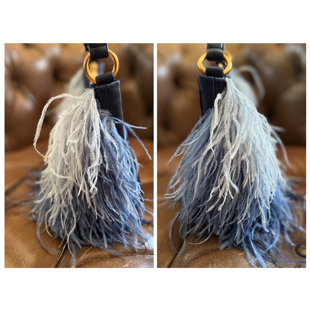 RARE Kate Spade Carter SAMPLE Ostrich Feather Nylon Shoulder Bag Crossbody - Picture 4 of 15